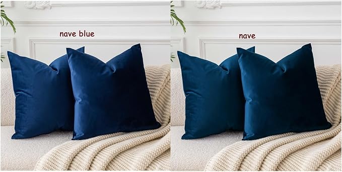 26x26 Throw Pillow Covers Decorative Velvet Couch Covers Set of 2,Navy | JUSPURBET Cozy Soft Velvet Pillowcases with Invisible Zipper for Modern Couch Sofa Bed Living Room Bedroom Home Decor