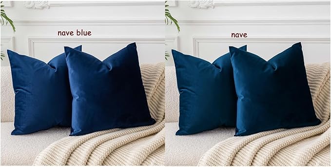 22x22 Velvet Throw Pillow Covers Set of 2 for Couch Sofa Bed,Navy Blue | JUSPURBET Decorative Pillow Covers with Invisible Zipper for Modern Living Room Bedroom Home Decor