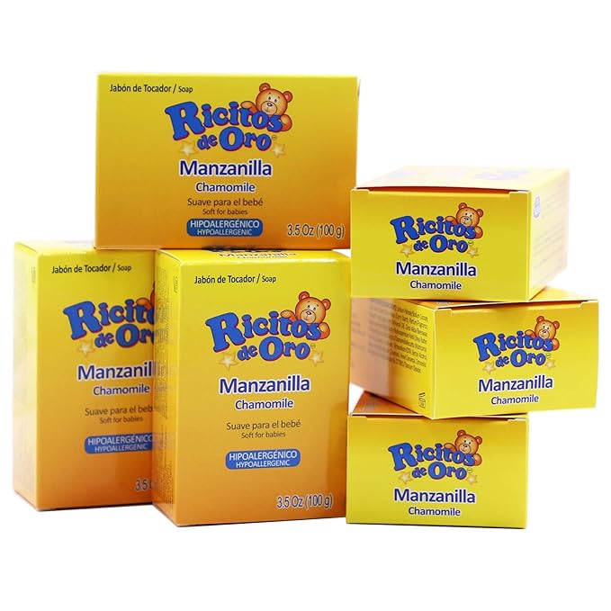 Ricitos de Oro Baby Cleansing Bar Soap with Extract Calming Effect, Chamomile, 6-Pack of 3.5 Oz Each Soap, 6 Soaps