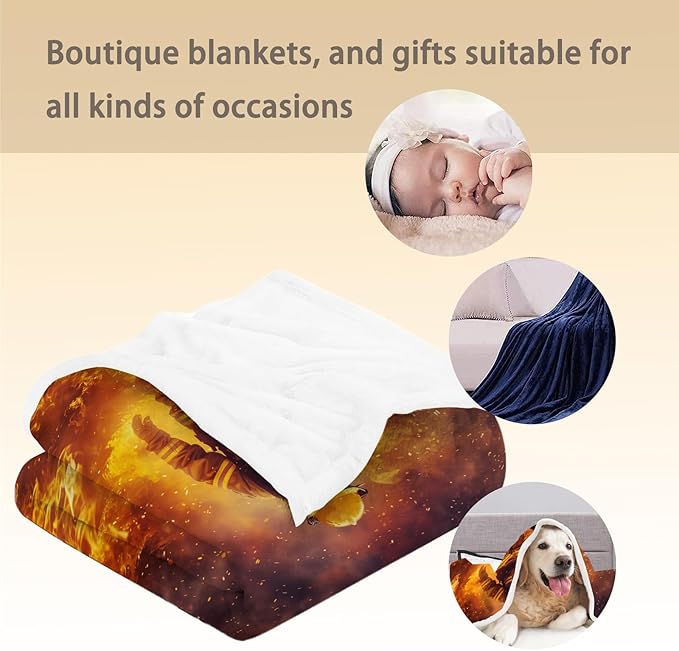 Firefighter Blanket, Soft Cozy Lightweight Flannel Throw Blanket for Couch, Bed, Travel & Outdoor Use, Warm Fluffy Fuzzy Blankets for Women Men, Home Decor 60×50 in