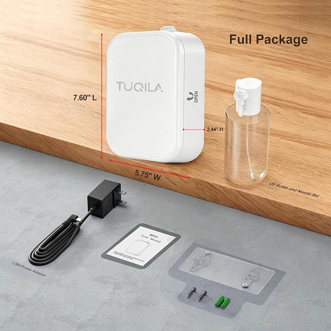 Waterless Essential Oil Diffuser, Plug-in/Batteries 2000Sq Ft -White | Waterelss Aroma Diffuser Machine, APP Control Cold Air Smart Scent Diffision for Home, Hotel, Office