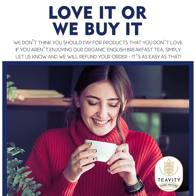 Organic English Breakfast Tea Pods for Keurig - Naturally Caffeinated Unsweetened Black Tea Pods by Teavity (24 Tea Pods)