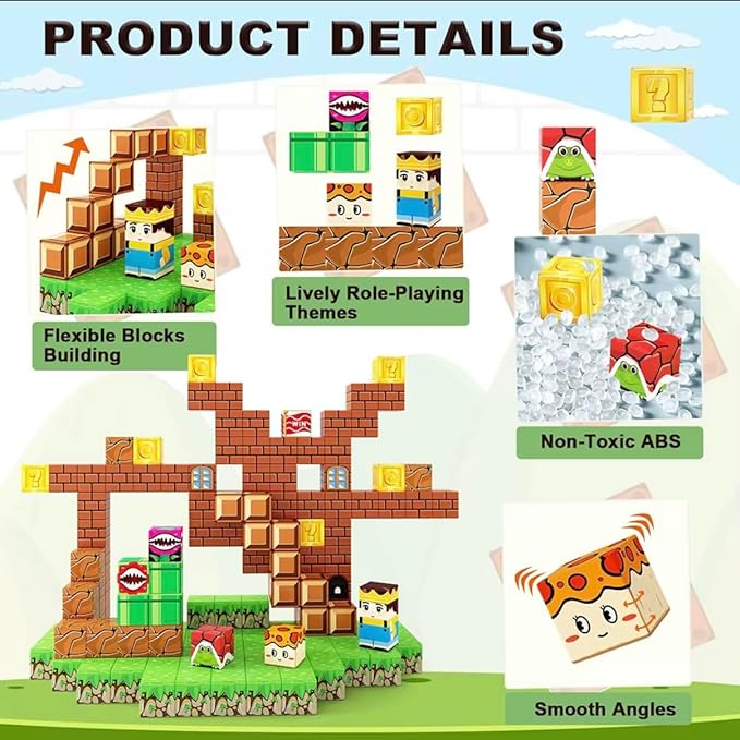Mini Magnetic Blocks, 60 PCS Magnetic Building Blocks, STEM Educational Building Set Construction Toys for Kids Ages 3+, Building Toys for Toddlers Boys & Girls Birthday Gift