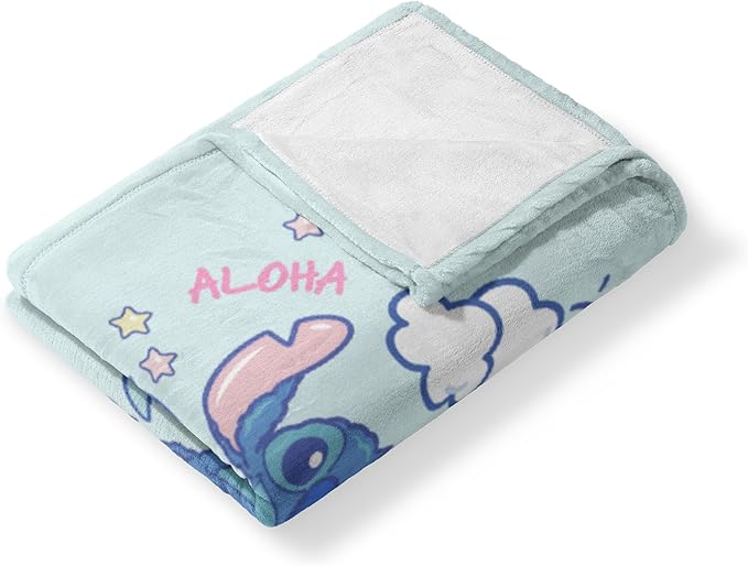 Lilo & Stitch Cloud Cutie Throw Blanket, Disney Silk Touch Fleece, Lightweight Cozy Blanket for Couch, Travel or Bedroom Decor, 40 x 50 Inch