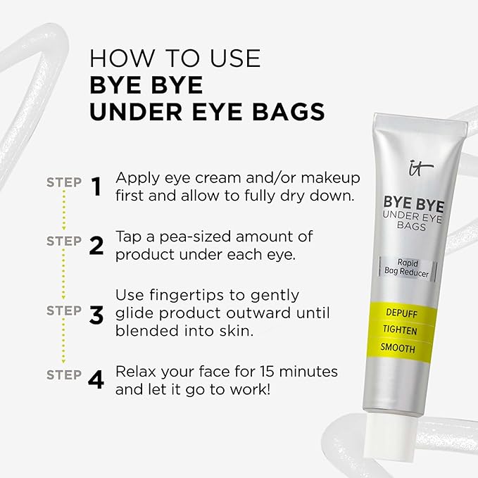 IT Cosmetics Bye Bye Under Eye Bags Daytime Treatment - Temporary Eye Bag Reducer & Undereye Corrector, Smooths & Reduces Look of Wrinkles & Fine Lines, Transparent Finish - 0.5 oz (2-pack)