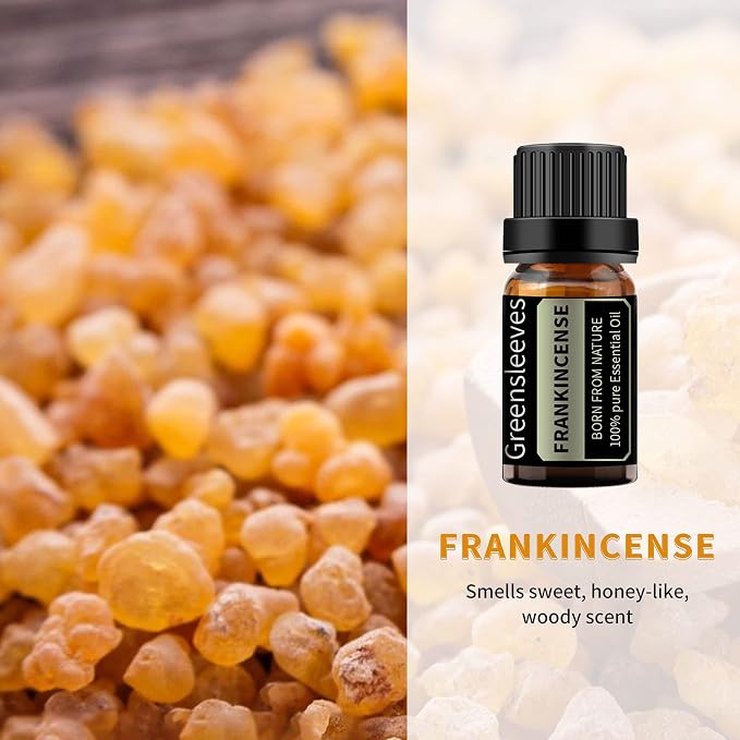 GREENSLEEVES Sandalwood Frankincense Essential Oil Set, 2 x 10ml Pure Plant-Based Fragrance Oil for Aromatherapy, Essential Oils for Diffuser, Massage, Bath Bomb, Scented Candle Soap Making