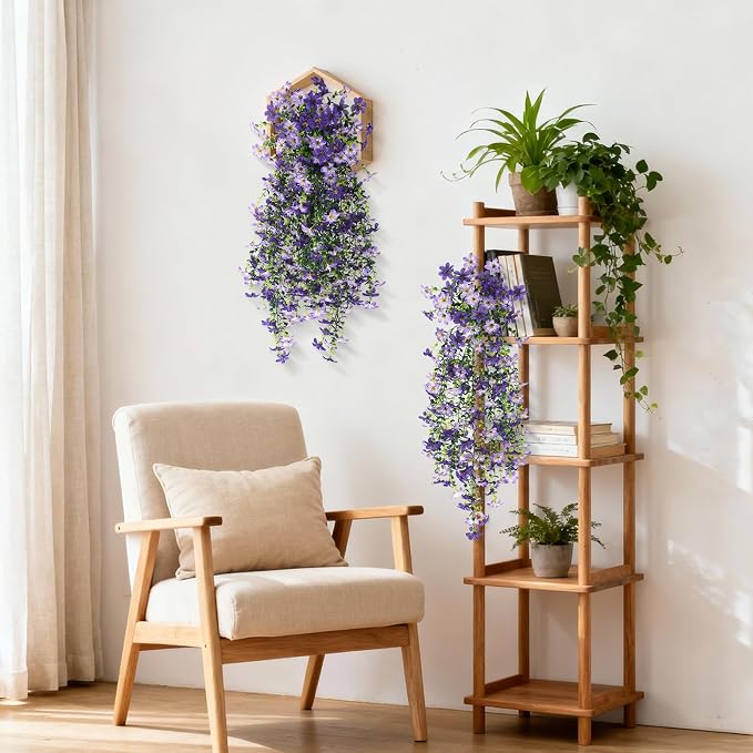 Artificial Fake Hanging Flowers Plants for Outdoor Spring Summer Decoration | 2 PCS Faux Silk Daisy with Eucalyptus Leaves,UV Resistant Look Real for Outside Home Planter Porch Patio Balcony Yard Decor