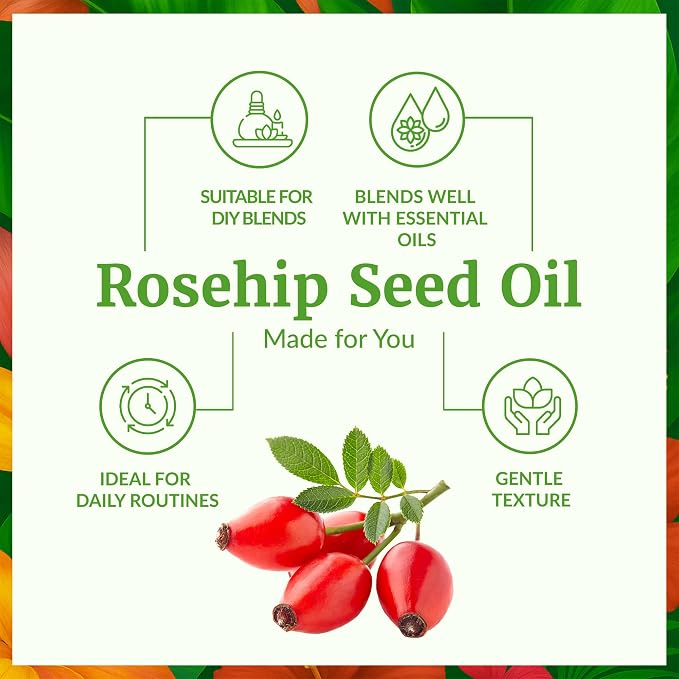 SVA Rosehip Seed Oil 4 Fl Oz - for Face, Skin Care, Hair Care, Scalp Massage & Body Massage – Carrier Oil with Dropper