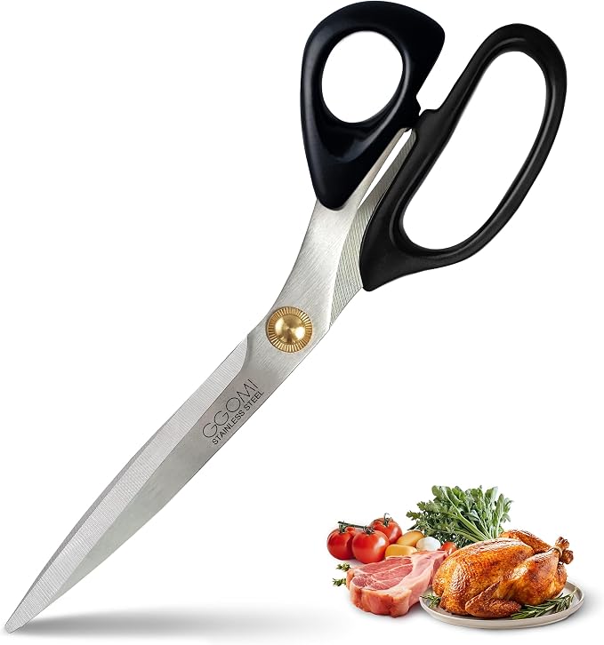3T Stainless Blade Kitchen Scissors - 10.23in x 1Pack | Korean Barbecue Kalbi Rib Chicken Meat Cutting | Sharp Heavy Duty Multipurpose Kitchen Shears for Cutting Dishwasher Safe (GG130, Black)