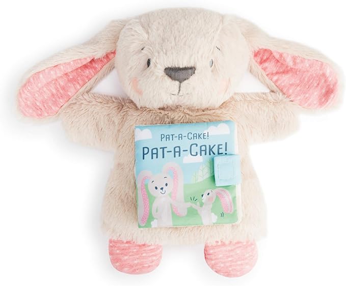Demdaco Pat A Cake Creamy Floppy Eared Bunny Puppet 9.5 x 3.5 Plush Children's Soft Book Toy