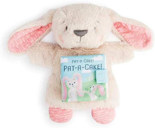 Demdaco Pat A Cake Creamy Floppy Eared Bunny Puppet 9.5 x 3.5 Plush Children's Soft Book Toy