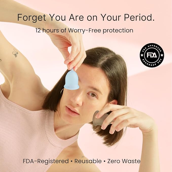 Lena Menstrual Cup Original - Soft Medical-Grade Silicone Period Cups for Women Heavy Flow, Reusable and Comfortable 12-Hour Leak-Free Protection, Beginner-Friendly Feminine Care - Large, Pink