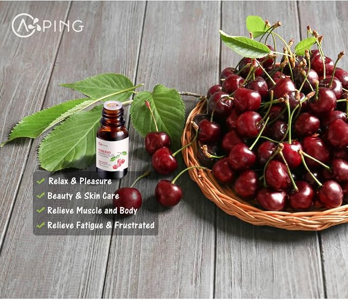 Apple & Cherry Essential Oils - 100% Pure Organic Natural Plant Oils for Diffuser, Aroma, Spa, Massage, Yoga, Perfume, 2x10ML