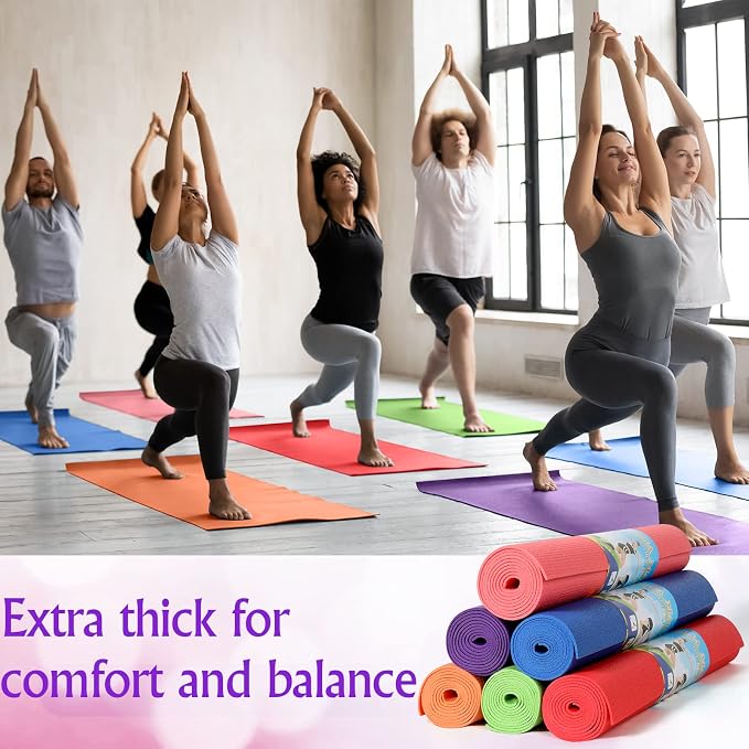 Wettarn 24 Pcs Yoga Mats Bulk - Non Slip, Lightweight Professional Colorful Exercise Mats for Yoga, Pilates, Fitness & Floor Workout