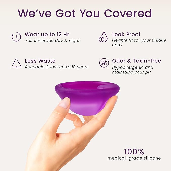 Ecoblossom Reusable Menstrual Disc - Menstrual Cup - Soft Period Disc for Women Designed with Tab, Medical-Grade Silicone Period Cup [M (Magenta) & L (Violet)]