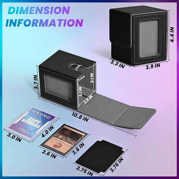 UAONO 4 Pack Commander Deck Box for MTG, Magnetic Card Boxes, Fits 100+ Double-Sleeved Cards, with 8 Dividers, 4 Top Loaders, Fits TCG/PTCG/YGO/Sports Cards