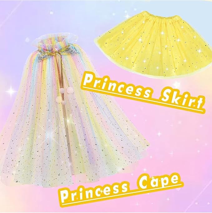 FKKFYY Rainbow Cape Cloak for Girl Princess