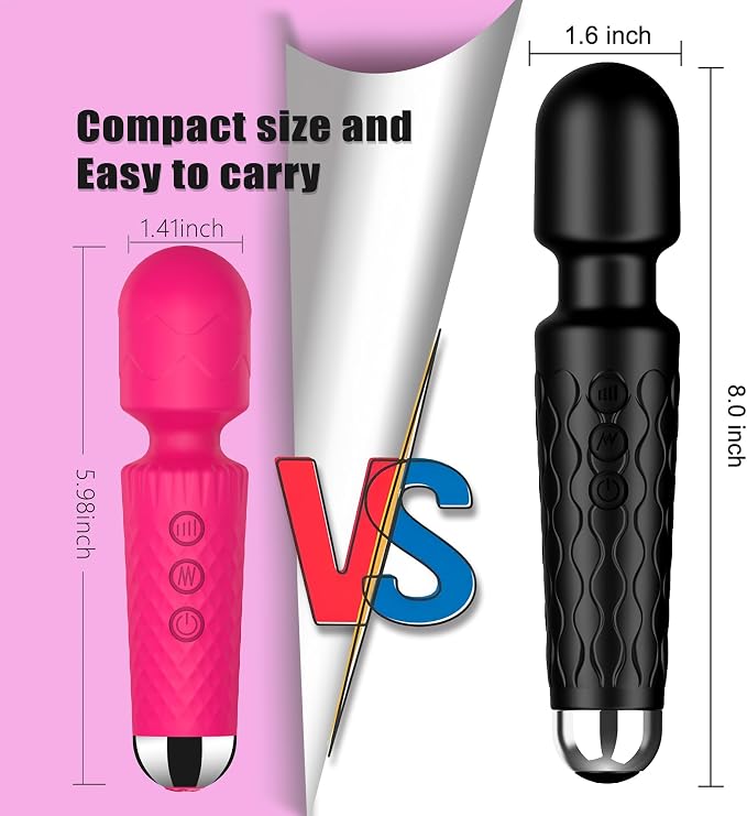 CHARMING Personal Back Massager – Handheld Waterproof & Rechargeable, 20 Patterns 8 Speeds, Quiet Vibration Wand for Travel Friendly Relaxation Tool -(Rose Red)