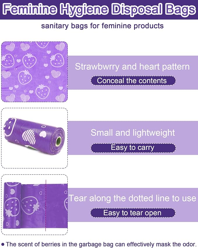 150 Pcs Sanitary Napkin Disposal Bags, ArtCute Mini Disposable Sanitary Bag Personal Care Tampons Disposal Trash Bag for Sanitary Women Privacy Handling Disposable Diaper Bags