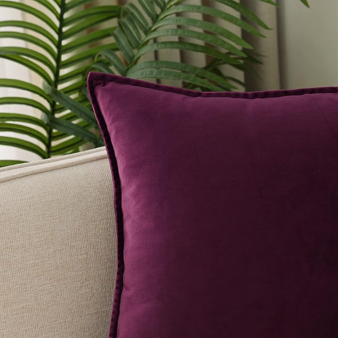 Velvet Purple Throw Pillow Covers 12”x20”Pack of 2 Soft Decorative | Square Cushion Covers for Couch Sofa Bed Livingroom Car Home Decor,30x50Cm