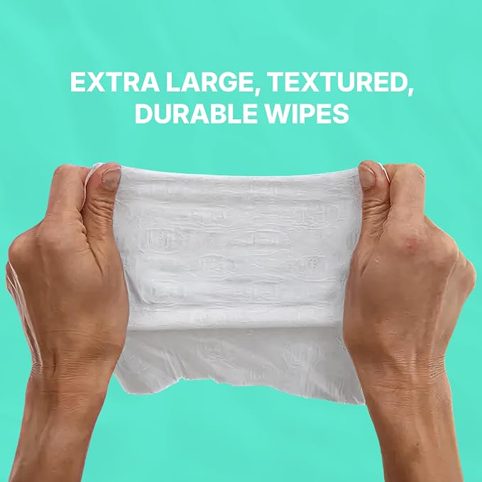 WaterWipes Sensitive Personal Care Light, Incontinence Wipes, Odor Removal, XL Textured Wipes, Fragrance Free, 180 Count (6 Packs)