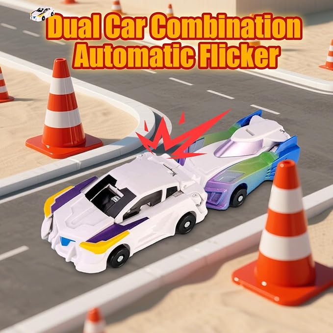 Collision Transforming Dinosaur Car Toy,Transformation Car Toy, 2in1 Magnetic Dinosaur Transformer Cars for Boys & Girls Party Favors Gift for Birthday, Christmas (Blue)