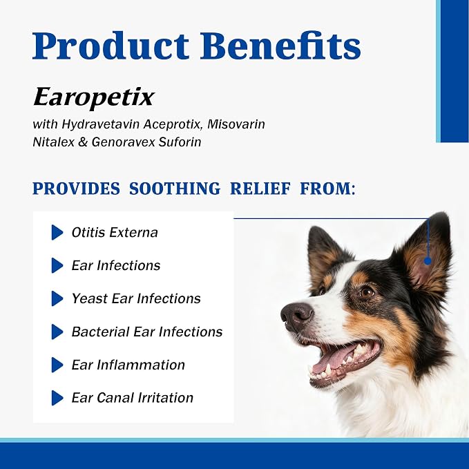 Yeast Infection Treatment for Dogs, Otitis Externa Ear Drops for Dogs, Supports Yeast Ear Infection Care & Ear Wellness, Supports Ear Comfort, Itching, Redness & Discomfort, 1.01 fl oz (30 mL)