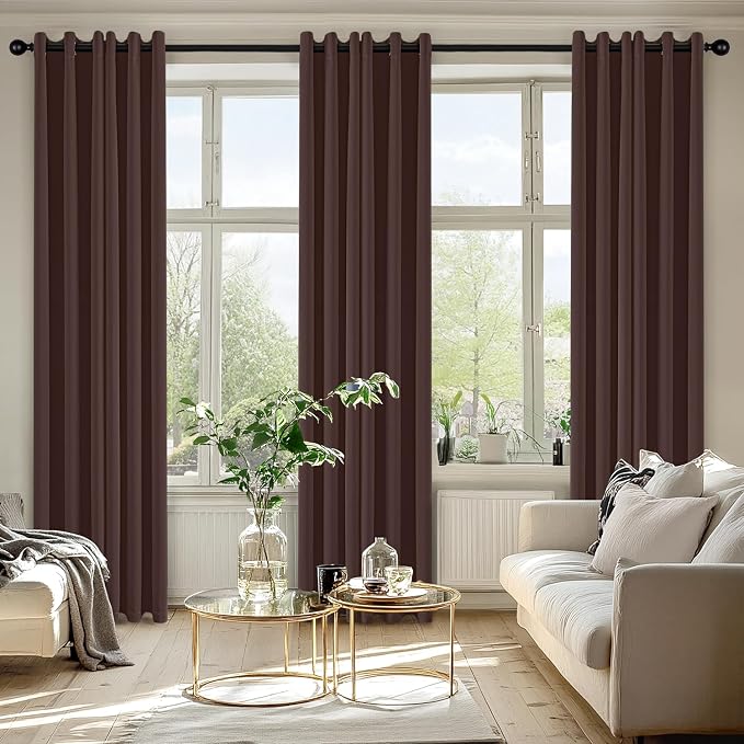 MIULEE Blackout Curtains for Bedroom 2 Panels 40 x 72 Inch Long Dark Brown | Thermal Insulated, Living Room Darkening Grommet Drapes, Noise Reducing, Light Blocking Window Treatments