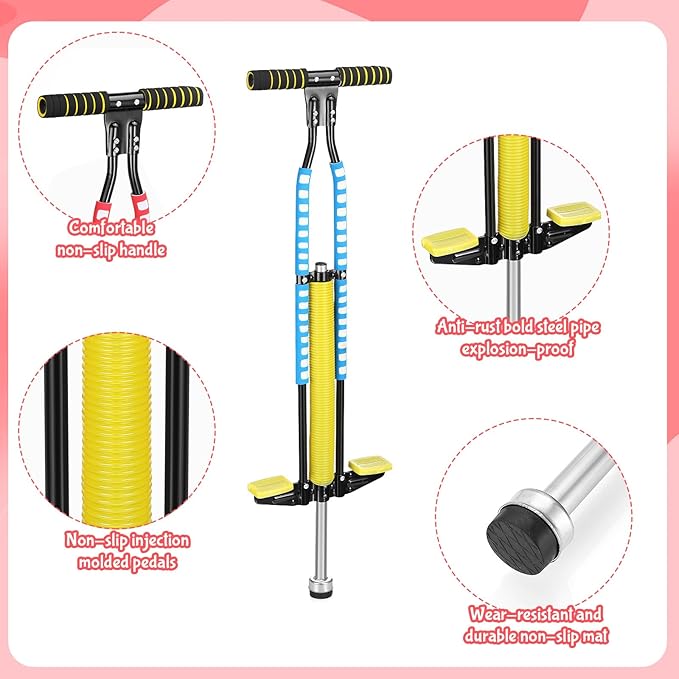 Leitee 2 Pcs Pogo Stick, Suitable for 80-160 Lbs, Soft Foam Jump Stick, Easy Grip Handles, for Beginners Teens Adults Outdoor Exercise Body Balance Keep Healthy(Blue, Red)