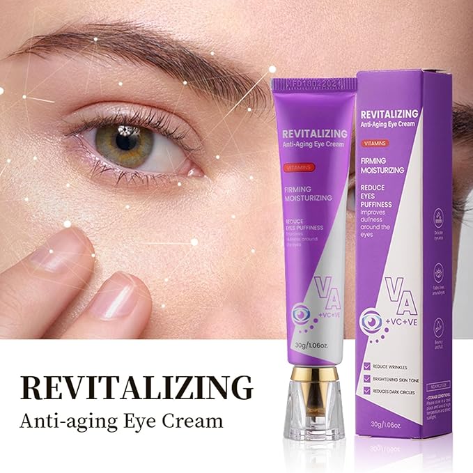 Eye Cream for Dark Circles and Puffiness - Anti Aging Eye Cream Enriched with VA VC VE, Firming & Hydrating Under Eye Treatment for Wrinkles, Eye Bags, Fine Lines, 30g/1oz