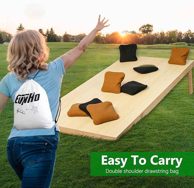 EunHo Cornhole Bags Set of 8 Regulation Size & Weight Corn Hole Bean Bags Official Professional All Weather for Tossing Game with Carry Case
