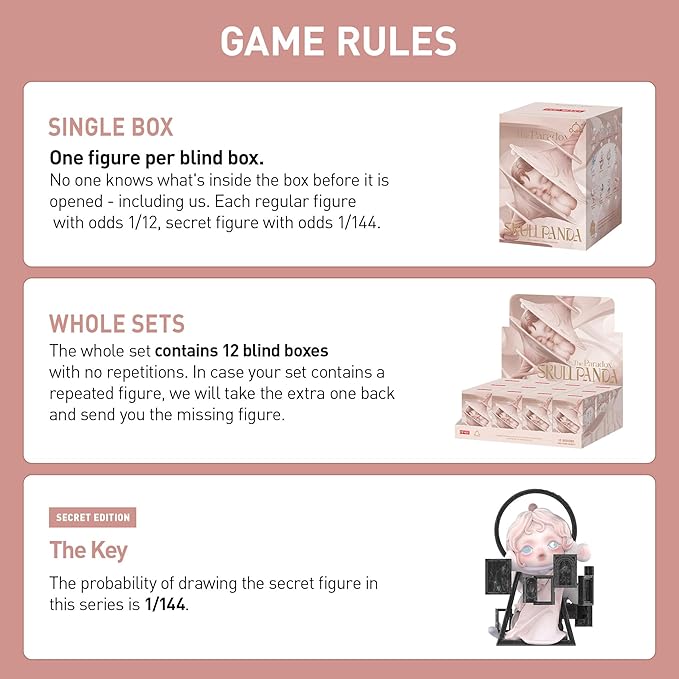POP MART SKULLPANDA The Paradox Series Blind Box Figures, Random Design Action Figures Collectible Toys Home Decorations, Holiday Birthday Gifts for Girls and Boys, Single Box
