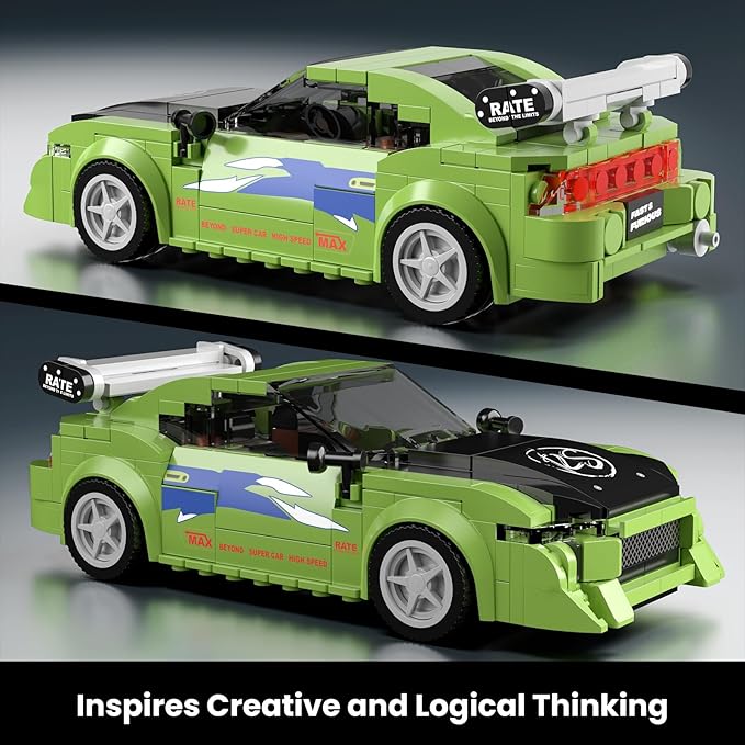 Mould King Super Sports Car Building Set with Display Case, 338 Piece Race Car Model Construction Toy for Boys and Adults, Collectible Vehicle Blocks Kit
