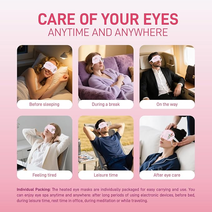 Ditoi Steam Eye Mask, Heated Eye Mask for Dry Eye Relief,Warm Compress with Hyaluronic Acid,Christmas Stocking Stuffers,Travel Essentials & Relaxation Gifts,Rose 20 Packs
