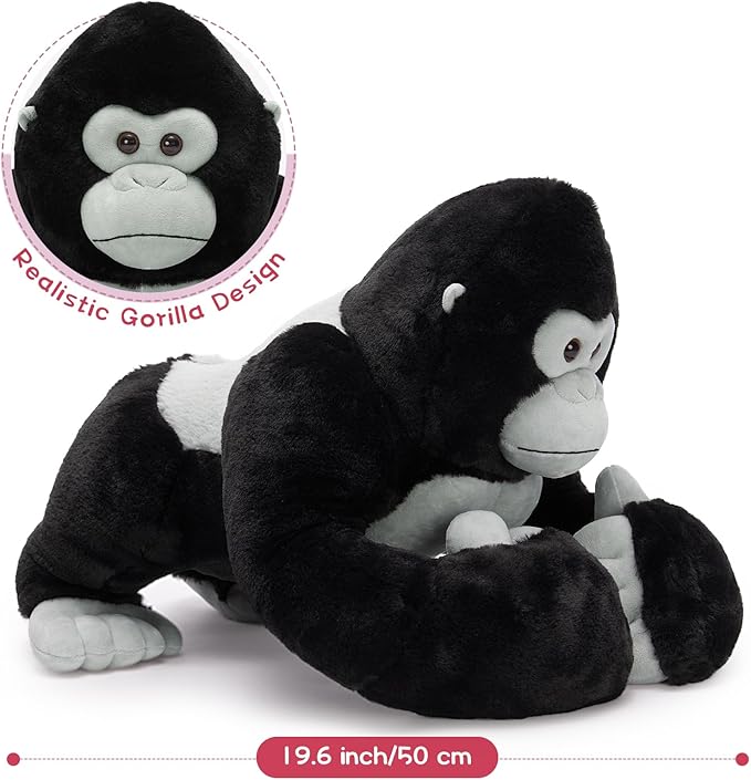MaoGoLan Giant Gorilla Stuffed Animals - 19.6" Large Plush Gorilla with Babies, Soft and Cuddly Companion Toy Gifts for Kids