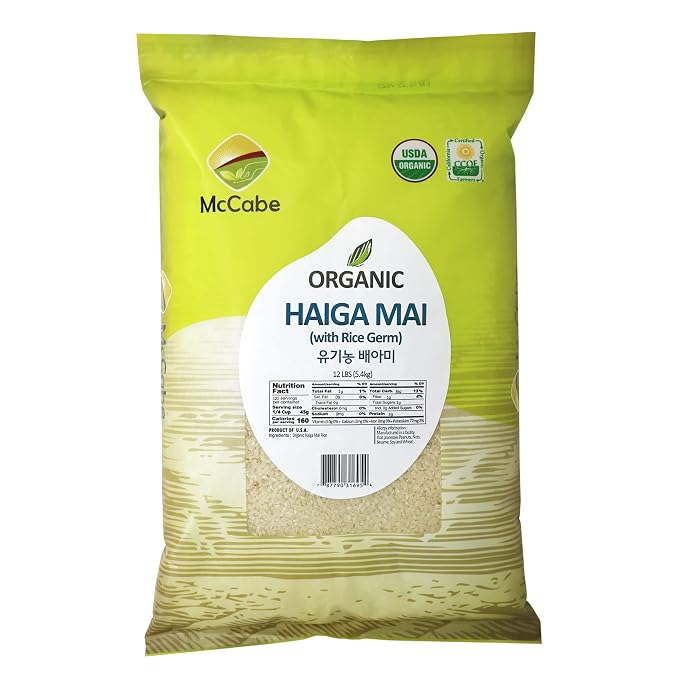 McCabe Organic Haiga Mai Rice - Haiga Rice 12 Lbs - Rich in Fiber & Minerals | USDA and CCOF Certified | Product of USA | Rich in Fiber & Minerals | USDA and CCOF Certified | Product of USA
