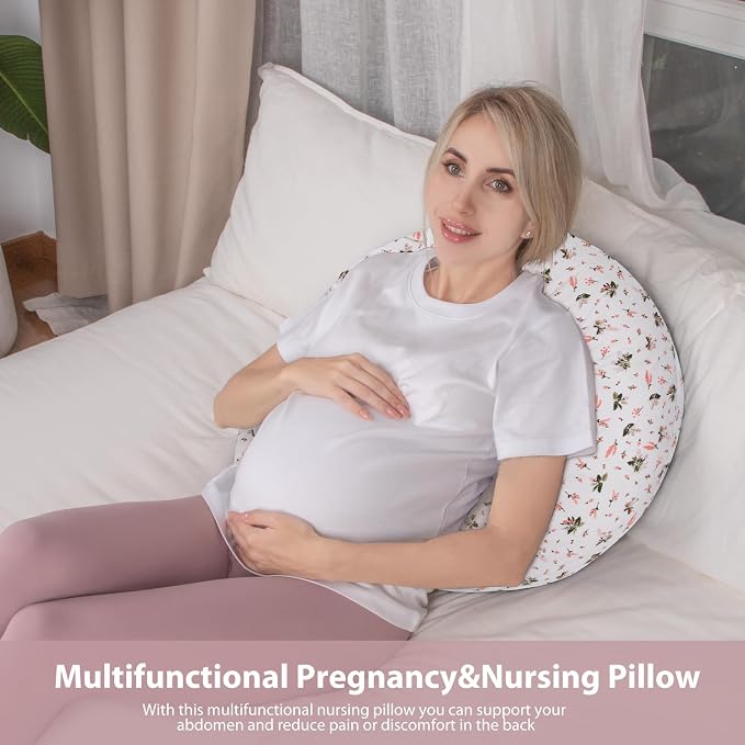 Chilling Home C Shaped Pregnancy Pillow, Full Body Pillows for Adults Pregnancy Pillows for Sleeping, Maternity Pillow for Pregnant Women 47 inch, Pregnant Women Must Have with Removable Cover, Floral