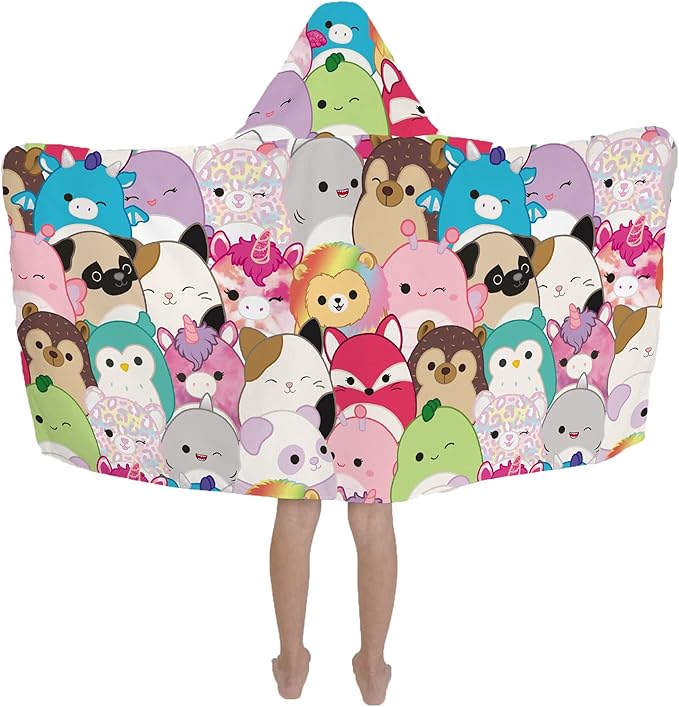 Squishmallows Kids Bath/Pool/Beach Soft Cotton Terry Hooded Towel Wrap, 24 in x 50 in, By Franco