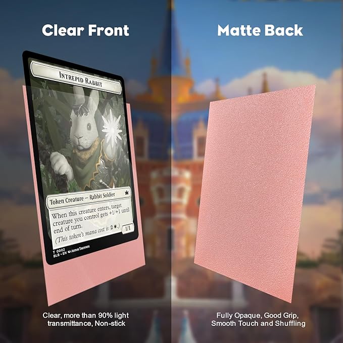 300CT Rose Gold Card Sleeves for Lorcana, MTG - Clear Front Textured Back, Standard Size for MTG, Baseball, Sports Cards, Game Cards