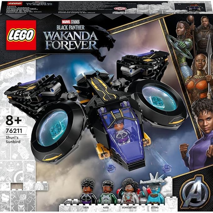 Lego 76211 Marvel Shuris Sunbird, Black Panther Building Toy, Airship for Children, Wakanda Forever Set, Avengers Superhero Gift