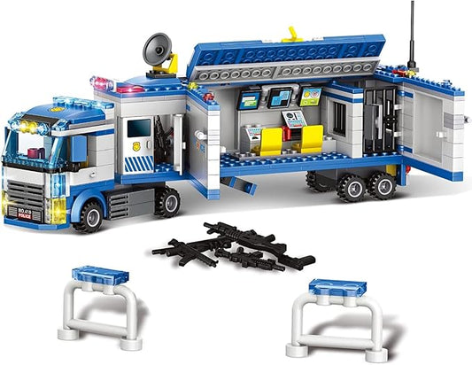 City Police Mobile Command Center Truck Building Blocks, Mobile Police Unit with Prison , Cop Cars STEM Construction Toy Kit , Birthday Xmas Gifts for Kids, Boys, and Girls Ages 6+ (484 Pieces)