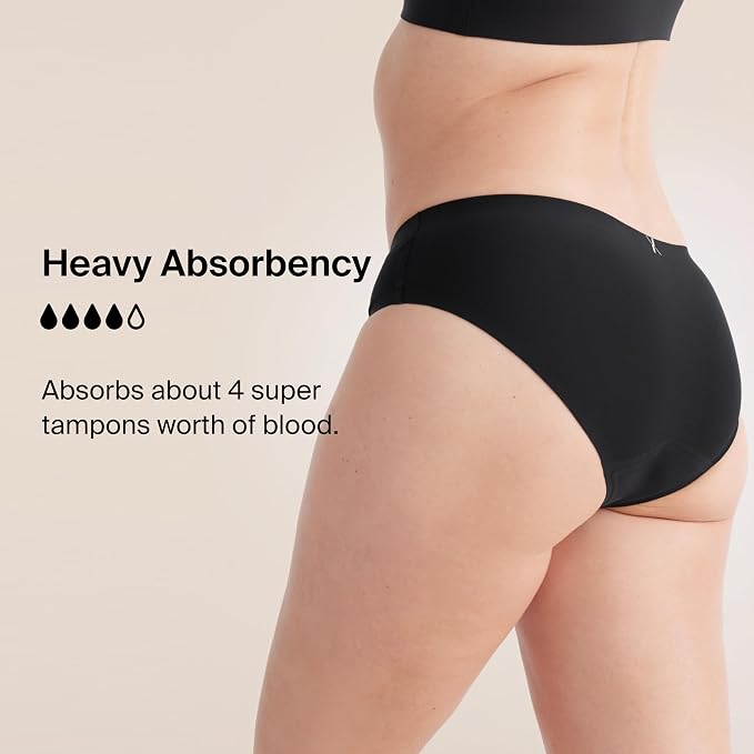 KNIX Super Leakproof No-Show Bikini Period Underwear – Heavy Flow, Reusable Absorbent Menstrual & Incontinence Panties