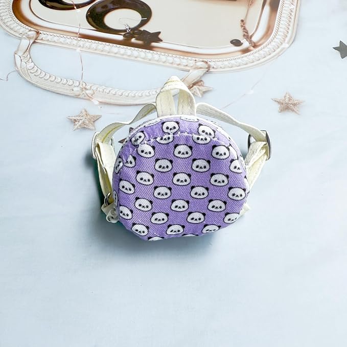 Doll Bag Accessories, Mini Doll Backpack Decoration for 17cm Dolls, Cute Fashion Cartoon Panda Backpack Outfit Accessory for 1st/2nd/3rd Gen Monsters Dolls Purple
