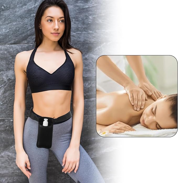 Massage Bottle Bag Professional Massage Waist Oil Case Adjustable Lotion Case Organizer Belt Comfortable Durable Therapist Essential Accessory (Black)