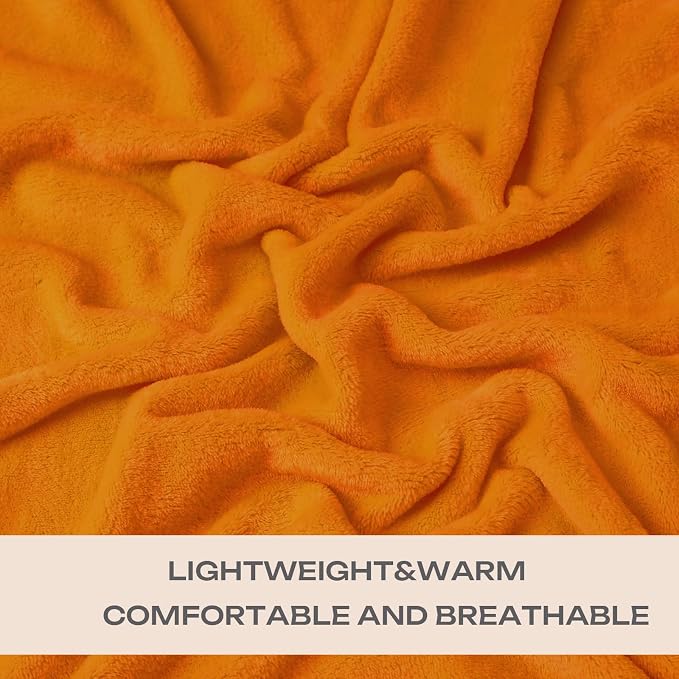 Burnt Orange Fleece Plush Throw Blanket 50"x60"for Couch Fuzzy Cozy Flannel | Super Soft Lightweight Microfiber Blanket for Sofa Bed bedroom Home Decor All Season,Birthday Gifts for Women Mom Adult