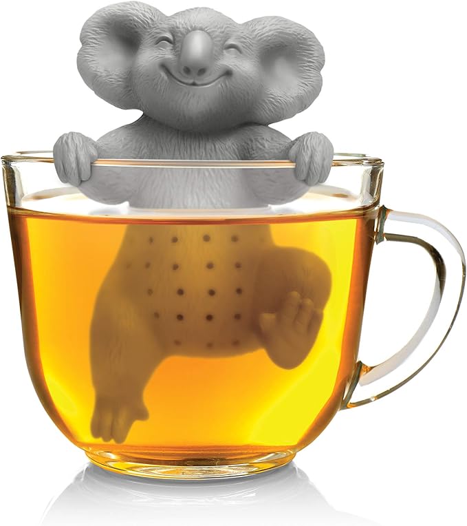 Genuine Fred, KOALA-TEA, Koala Reusable Silicone Tea Infuser, Gray, Fun Gift for Tea Lovers, Clever Kitchen Gadget