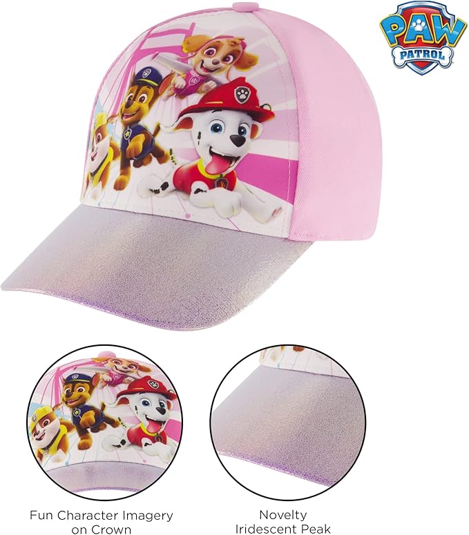 Nickelodeon Girls Cap, Paw Patrol Adjustable Toddler Hat For Ages 2-4 Baseball Cap, Pink, 2-4T US