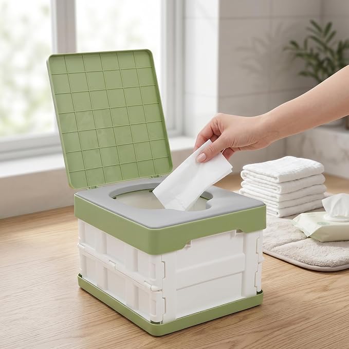 Alomejor Portable Folding Potty with PU Soft Seat, Lightweight Removable Baby Toilet for Travel, Outdoor, Car Trips