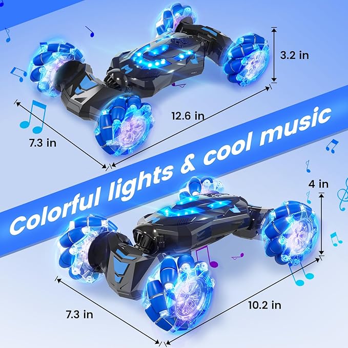 YEMIAI Gesture Sensing RC Stunt Car,4WD Drift Hand Controlled 360° Flips Trick Car with Lights & Music, Toys car is Cool Birthday Gift for Kids Ages 7-12