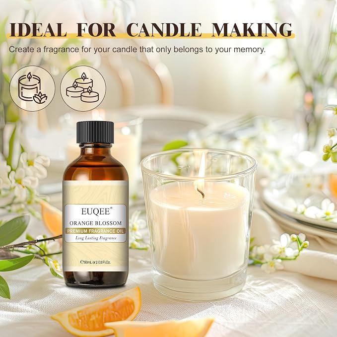 EUQEE Orange Blossom Fragrance Oil with Glass Dropper 2.02 Fl oz/60ml | Essential Oil for Diffuser, Soap Candle Making, Aromatherapy
